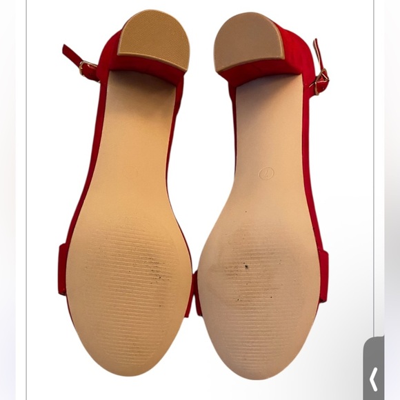 Fran Willor Red Block Heels Size 7 - Picture 4 of 5